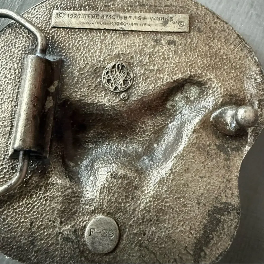 1976 Bergamont Brass Jumbo Largest Living Quadruped Belt Buckle